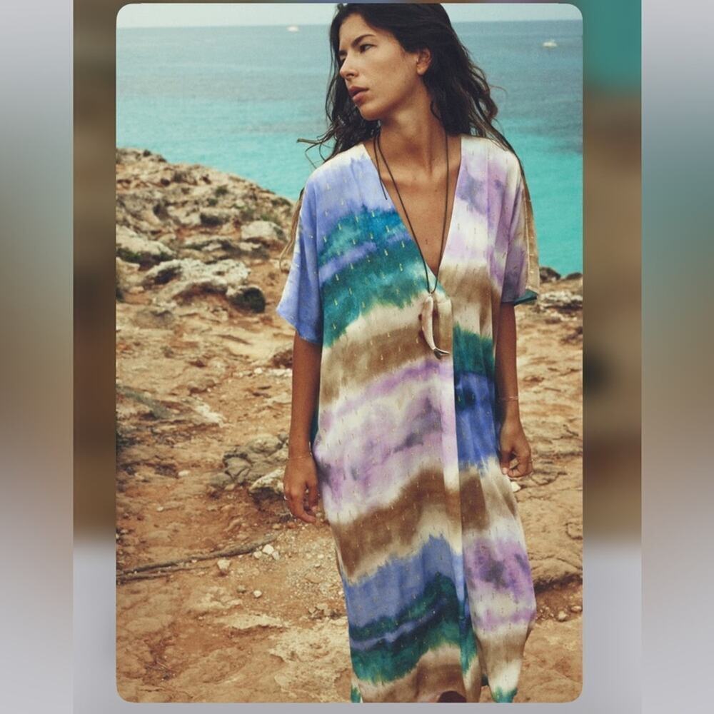 Zara Multi Colored TIE DYE TUNIC DRESS Size XL - XXL - Picture 6 of 14